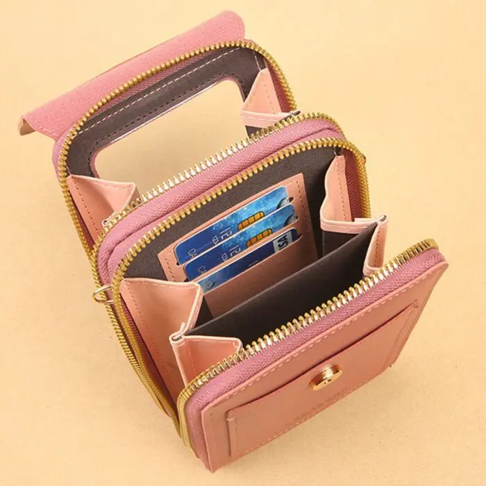 Stylish Transparent Window Crossbody Shoulder Bag with Touch Screen Phone Compartment for Women