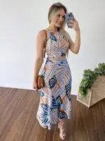 Chic Printed Short Tether Tank Top with High Waist Skirt Two-Piece Set for Women