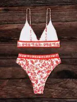 Vibrant Sunset- New Orange Printed Split Swimsuit for Beach Chic