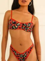 Cherry Print Bandeau Bikini- Stylish New Swimwear