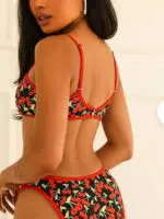 Cherry Print Bandeau Bikini- Stylish New Swimwear