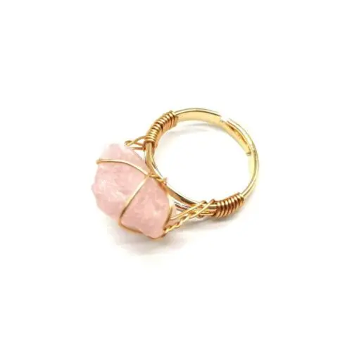 Bold Hand-Wrapped Rough Stone Ring – Unique Adjustable Statement Piece with Ethnic Flair