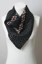 Dot and Floral Border Bandana Scarf- Elevate Your Style with Delicate Patterns