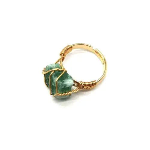 Bold Hand-Wrapped Rough Stone Ring – Unique Adjustable Statement Piece with Ethnic Flair
