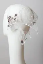 Tulle Lace Embroidered Poppy Headscarf- Embrace Elegance with Floral Delicacy