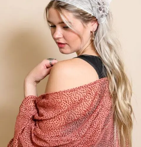 Tulle Lace Embroidered Poppy Headscarf- Embrace Elegance with Floral Delicacy