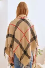 Trendy Plaid Square Fringe Shawl Scarf- Elevate Your Style with Versatile Elegance