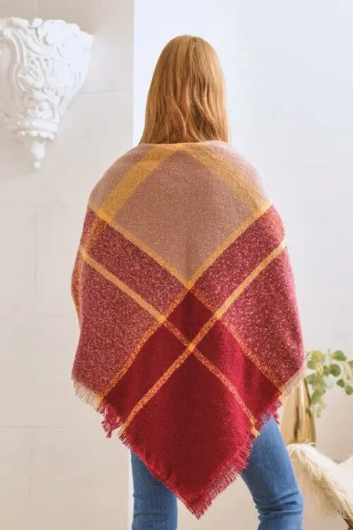 Winter Plaid Shawl Scarf Cozy Style with Timeless Plaid, Lightweight & Soft