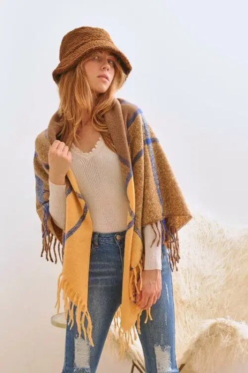 Winter Plaid Shawl Scarf Cozy Style with Timeless Plaid, Lightweight & Soft