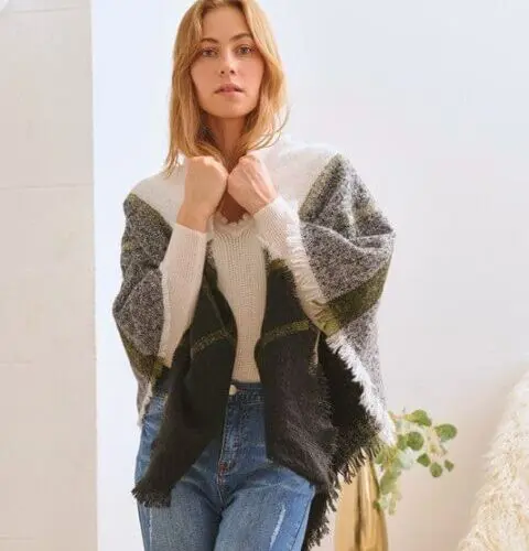 Winter Plaid Shawl Scarf Cozy Style with Timeless Plaid, Lightweight & Soft