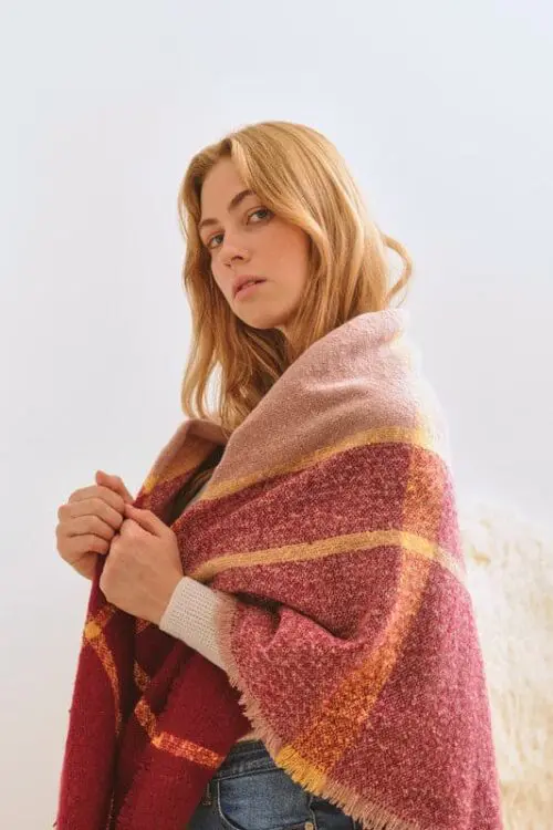 Winter Plaid Shawl Scarf Cozy Style with Timeless Plaid, Lightweight & Soft