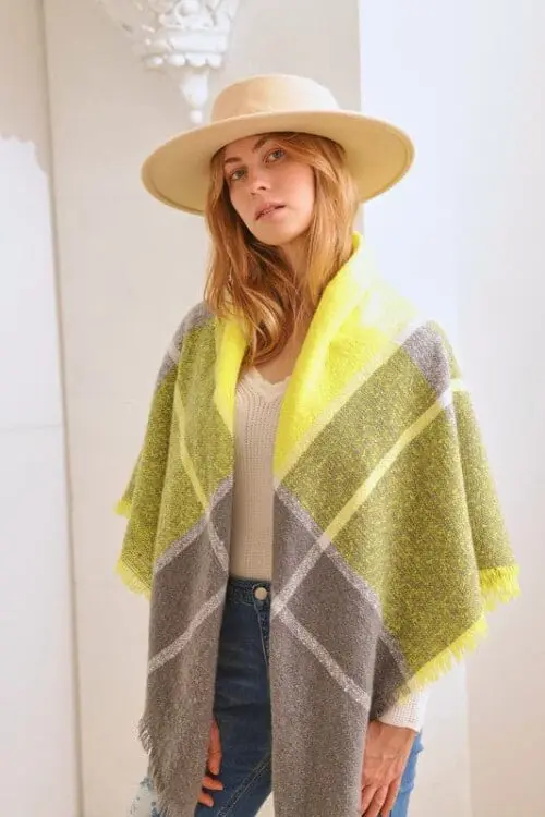 Winter Plaid Shawl Scarf Cozy Style with Timeless Plaid, Lightweight & Soft