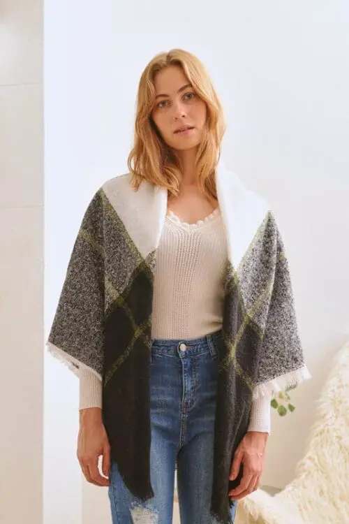 Winter Plaid Shawl Scarf Cozy Style with Timeless Plaid, Lightweight & Soft