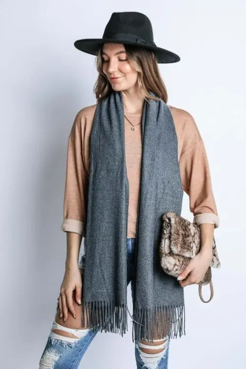 Cashmere Feel Long Scarf Soft, Warm, and Elegant Winter Wrap
