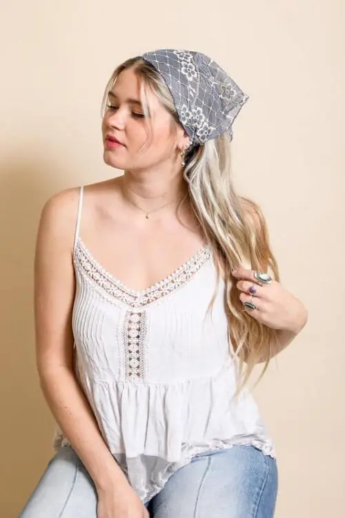 Bohemian Floral Lace Headscarf- Embrace Boho Chic with Delicate Elegance