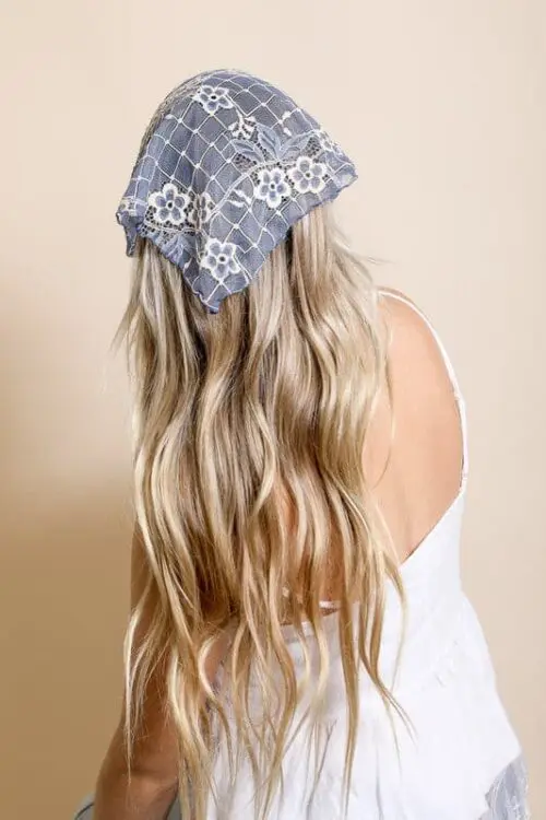 Bohemian Floral Lace Headscarf- Embrace Boho Chic with Delicate Elegance