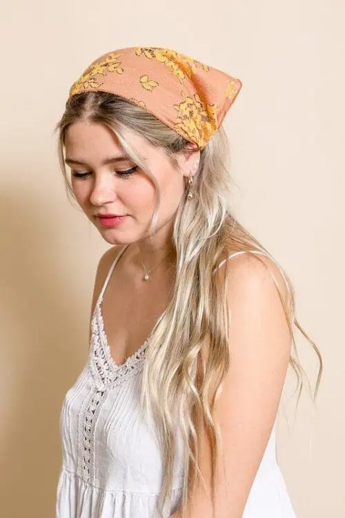 Bohemian Floral Lace Headscarf- Embrace Boho Chic with Delicate Elegance