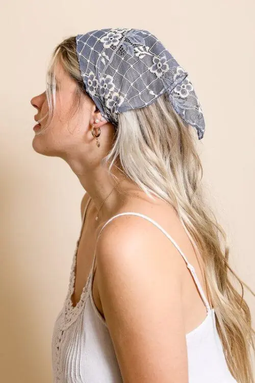 Bohemian Floral Lace Headscarf- Embrace Boho Chic with Delicate Elegance
