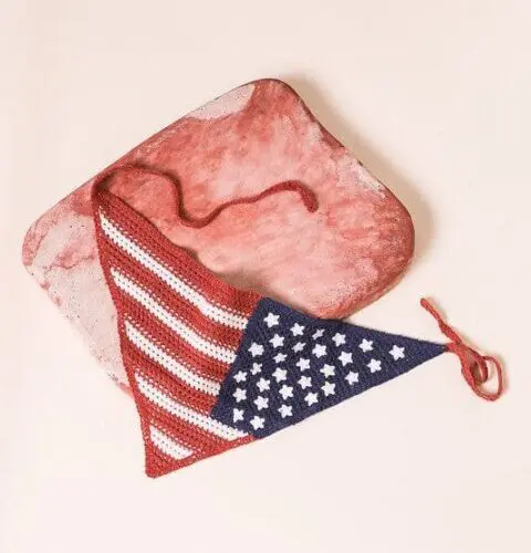 Crocheted American Flag Hair Bandana Handcrafted Patriotic Style