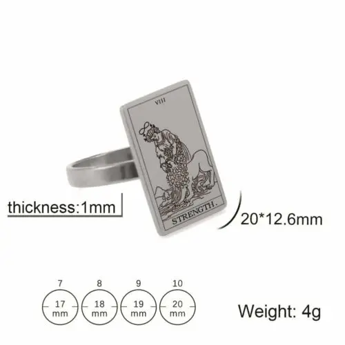 Trendy Steel Tarot Card Ring – Chic Net Celebrity Tarot Card Jewelry for Men & Women