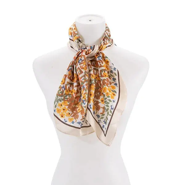 Dainty Floral Silk Scarf- Elevate Your Style with Delicate Elegance