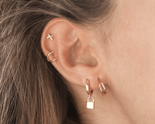 Bold 925 Sterling Silver Lock Earrings – Stylish Punk Jewelry for Women, Perfect Couple Gift