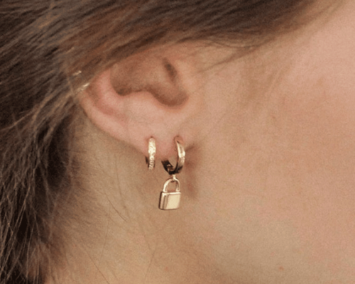 Bold 925 Sterling Silver Lock Earrings – Stylish Punk Jewelry for Women, Perfect Couple Gift