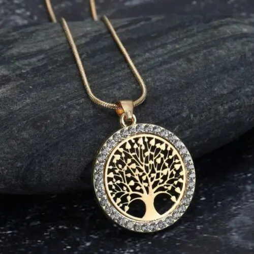 Enchanting Celtic Tree of Life Necklace– Sparkling Cubic Zirconia Necklace