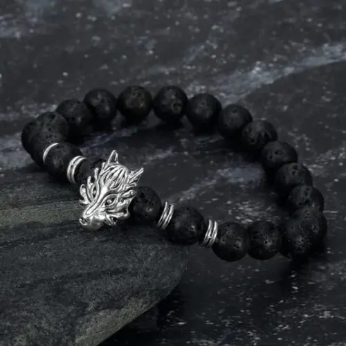 Powerful Grey Wolf Head Bracelet – Channel Norse Spirit with Handcrafted Elegance