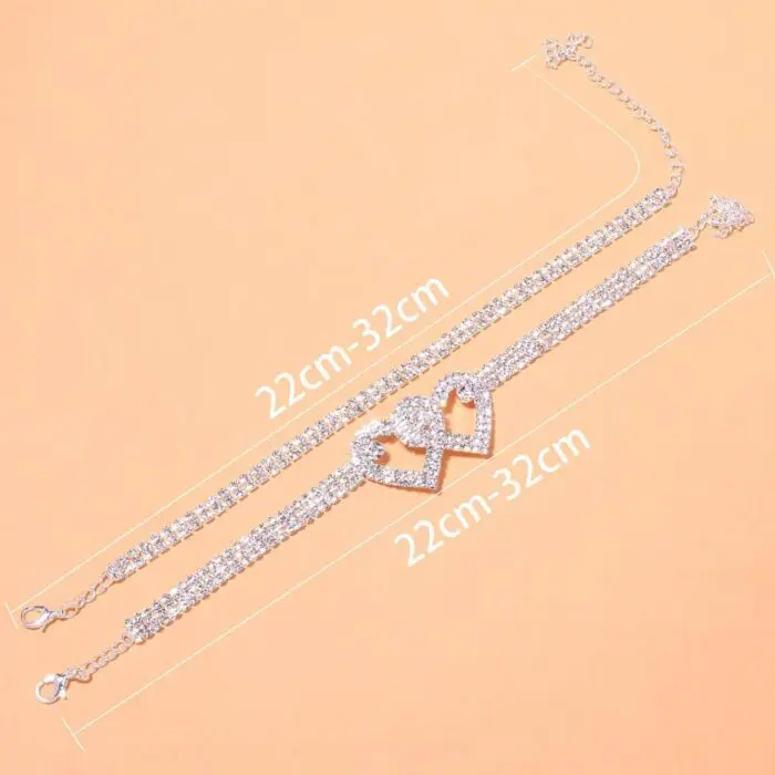 Double Heart Bracelet Anklet-Symbolize Love and Connection with Customized Elegance