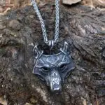 Handcrafted Norse Grey Wolf Head Pendant Chain- Embrace Viking Spirit with Artisan Craftsmanship