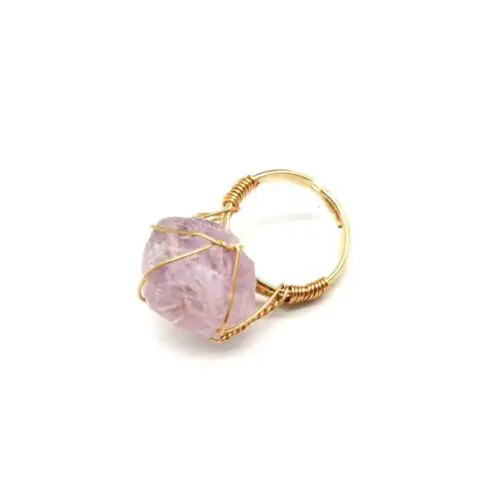 Bold Hand-Wrapped Rough Stone Ring – Unique Adjustable Statement Piece with Ethnic Flair
