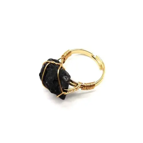 Bold Hand-Wrapped Rough Stone Ring – Unique Adjustable Statement Piece with Ethnic Flair