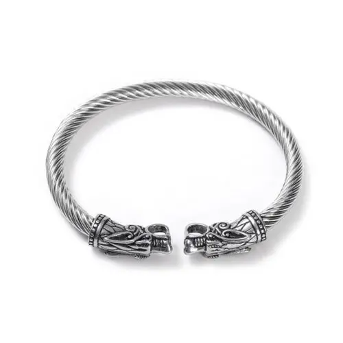 Epic Asgard Grey Wolf's Head Bracelet – Channel the Spirit of the Norse with Intricately Crafted Design