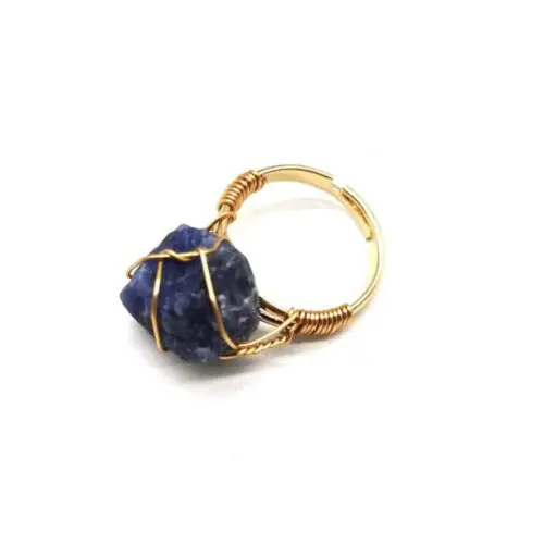 Bold Hand-Wrapped Rough Stone Ring – Unique Adjustable Statement Piece with Ethnic Flair
