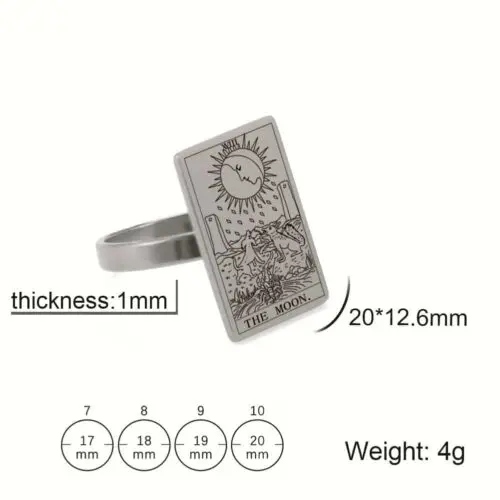 Trendy Steel Tarot Card Ring – Chic Net Celebrity Tarot Card Jewelry for Men & Women