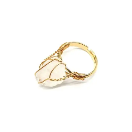 Bold Hand-Wrapped Rough Stone Ring – Unique Adjustable Statement Piece with Ethnic Flair