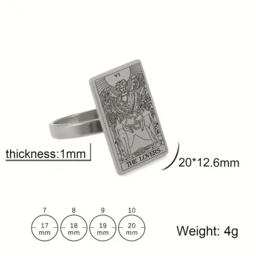 Trendy Steel Tarot Card Ring – Chic Net Celebrity Tarot Card Jewelry for Men & Women