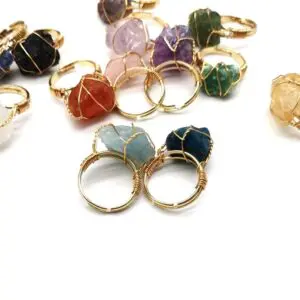 Bold Hand-Wrapped Rough Stone Ring – Unique Adjustable Statement Piece with Ethnic Flair