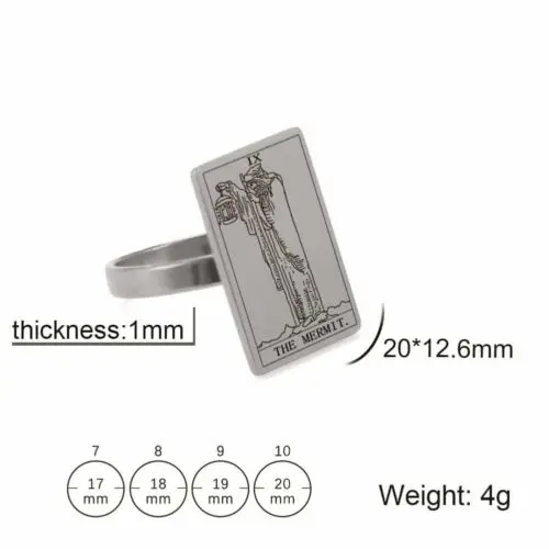 Trendy Steel Tarot Card Ring – Chic Net Celebrity Tarot Card Jewelry for Men & Women