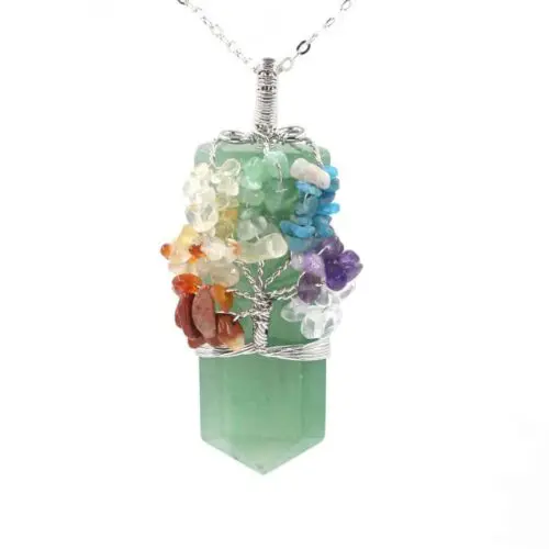 Empowering Crystal Column Tree of Life Pendant Necklace – Symbol of Growth and Elegance for Unisex Style