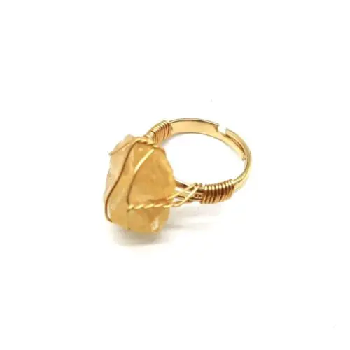 Bold Hand-Wrapped Rough Stone Ring – Unique Adjustable Statement Piece with Ethnic Flair