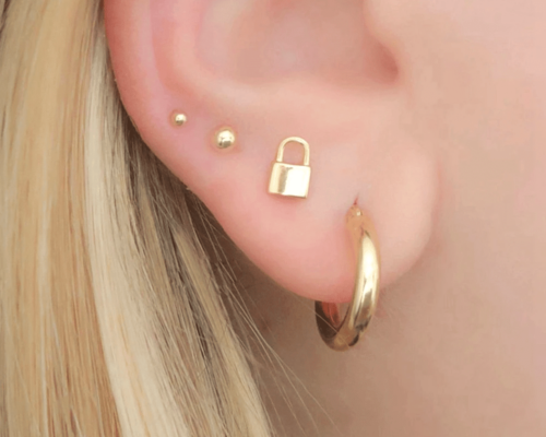 Bold 925 Sterling Silver Lock Earrings – Stylish Punk Jewelry for Women, Perfect Couple Gift
