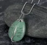 Celtic Tree of Life Pendant & Chain on Teardrop Semi-Precious Stone- Symbolize Eternal Connection with Nature’s Beauty