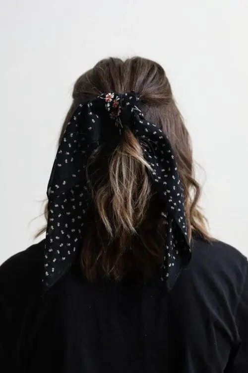 Dot and Floral Border Bandana Scarf- Elevate Your Style with Delicate Patterns