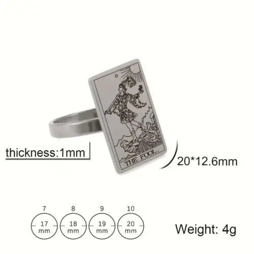 Trendy Steel Tarot Card Ring – Chic Net Celebrity Tarot Card Jewelry for Men & Women