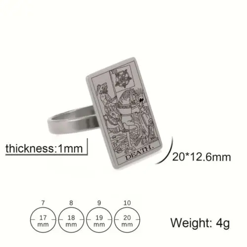 Trendy Steel Tarot Card Ring – Chic Net Celebrity Tarot Card Jewelry for Men & Women