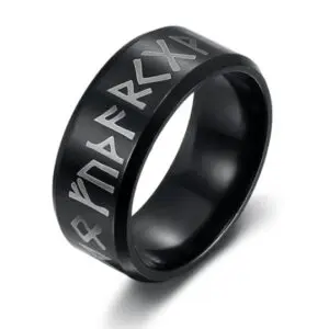 Epic Viking-Inspired Runic Stainless Steel Ring – Bold Symbol of Norse Legacy for Couples