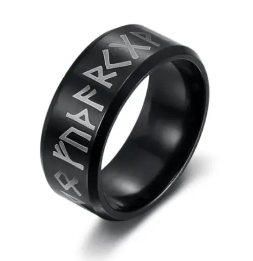 Epic Viking-Inspired Runic Stainless Steel Ring – Bold Symbol of Norse Legacy for Couples