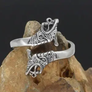 Jormungand Ring-Handcrafted Stainless Steel, Adjustable and Unique